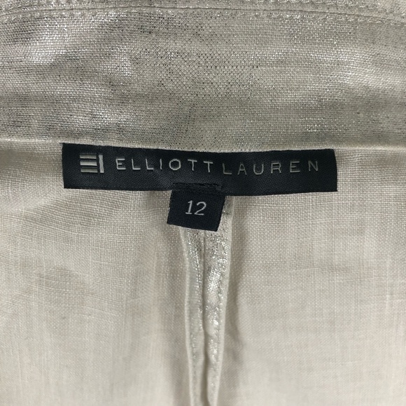 Elliott Lauren Linen Silver Metallic Women's Open Front Blazer - Picture 6 of 7
